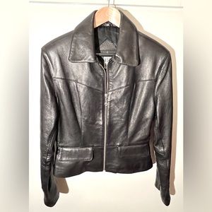 Michael Hoban North Beach vintage black leather jacket. Size 10, but runs small